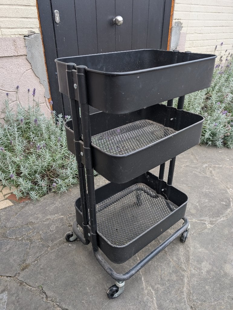 IKEA Trolley (RASKOG) zwart, Huis en Inrichting, Gebruikt, Industrieel, Ophalen, 35 cm