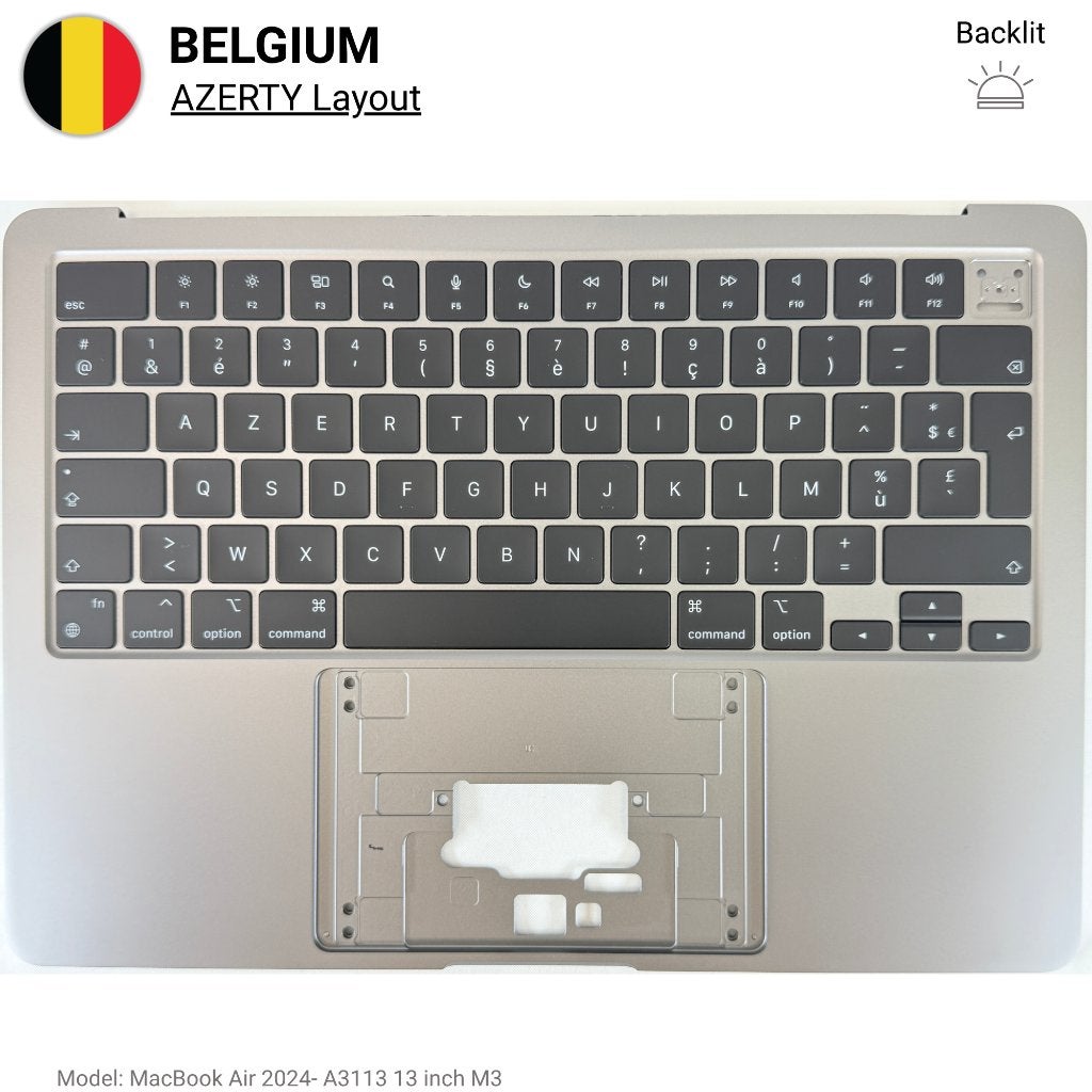 MacBook Air A3113 M3 Topcase AZERTY BE Backlit - Zelit, Informatique & Logiciels, Claviers, Neuf, Azerty, Enlèvement ou Envoi