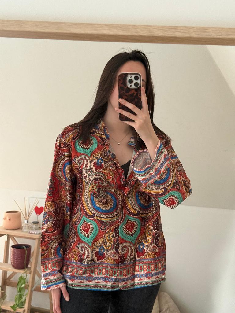 Blouse bohème cachemire multicolore – Coupe fluide, Enlèvement ou Envoi, Porté, Taille 36 (S), Autres couleurs