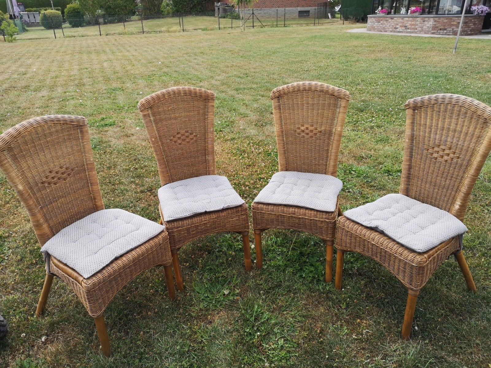 4 chaises en rotin., Antiquités & Art