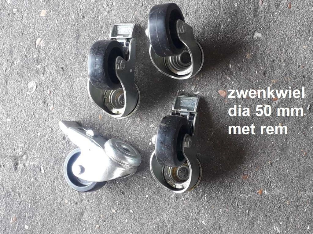 zwenkwiel dia 50 mm met rem , boutgat dia 10 mm : 5 €, Ophalen, Nieuw
