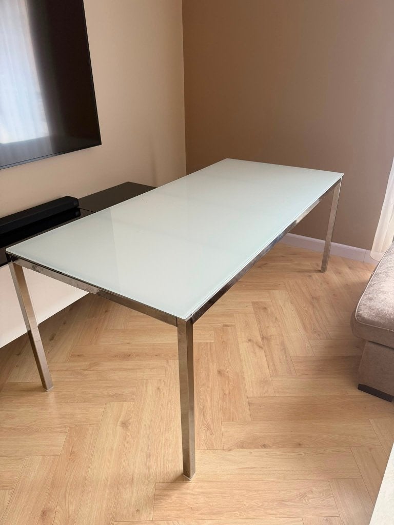 Table a manger, Maison & Meubles, 150 à 200 cm, Cinq personnes ou plus, Verre, Comme neuf