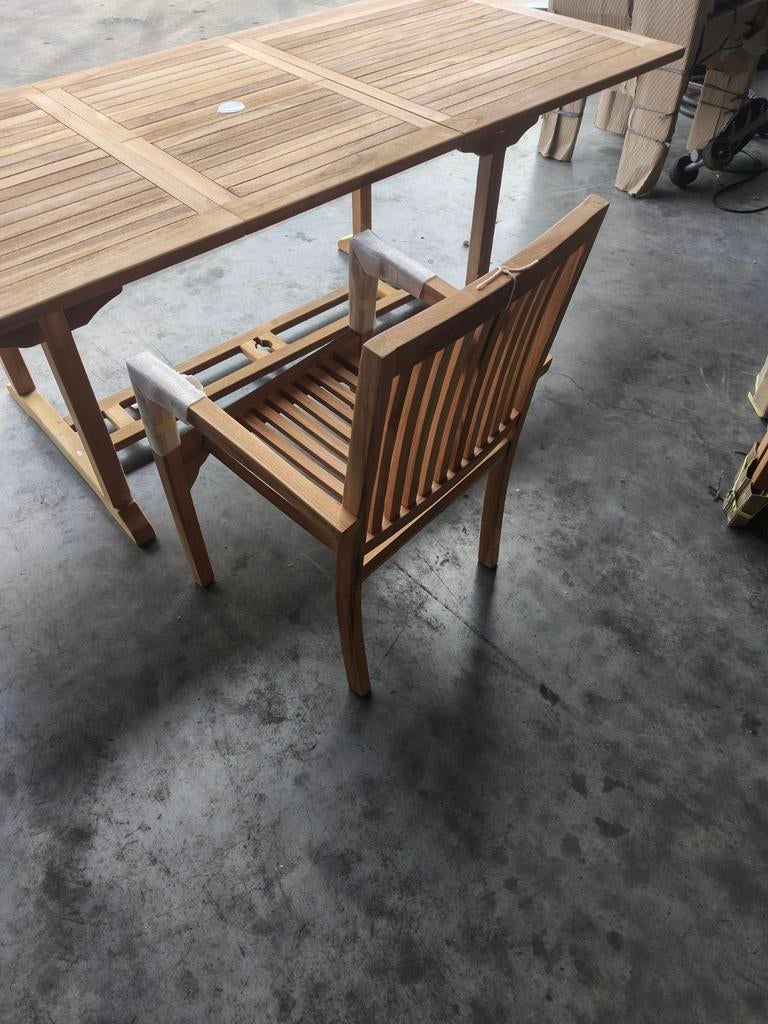 Teak tuintafel met 8 stoelen, Tuin en Terras, Tuinmeubel-accessoires, Ophalen