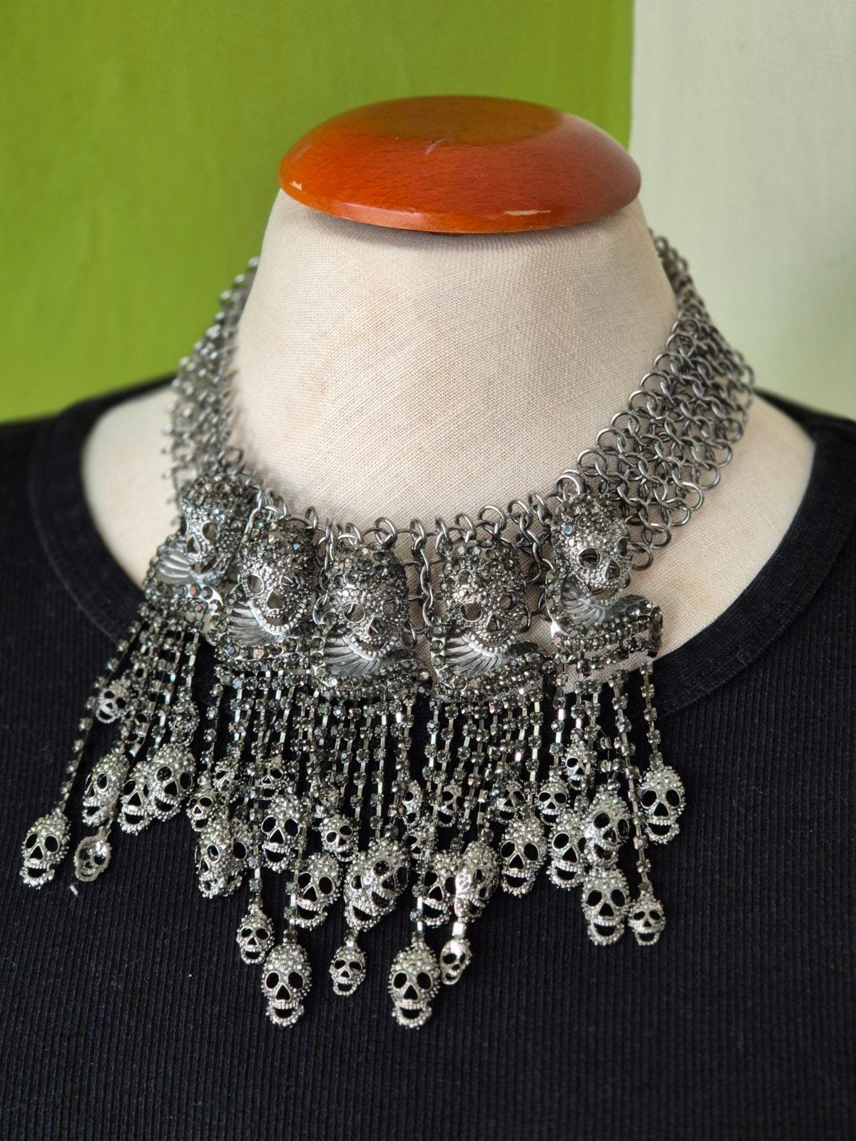 Gothic strass ketting met skulls, Handtassen en Accessoires, Ophalen of Verzenden