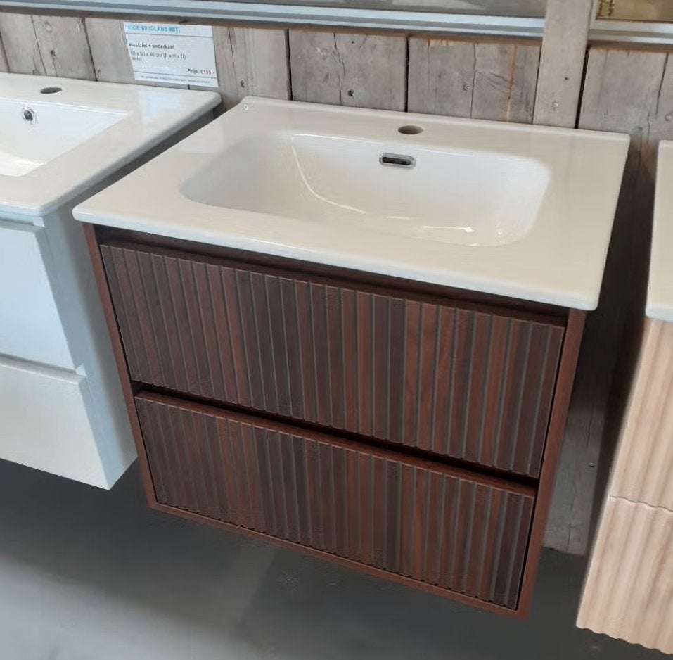 NIEUW! Badmeubel, walnoot, wastafel + onderkast, Laro 60, Ophalen of Verzenden, Nieuw