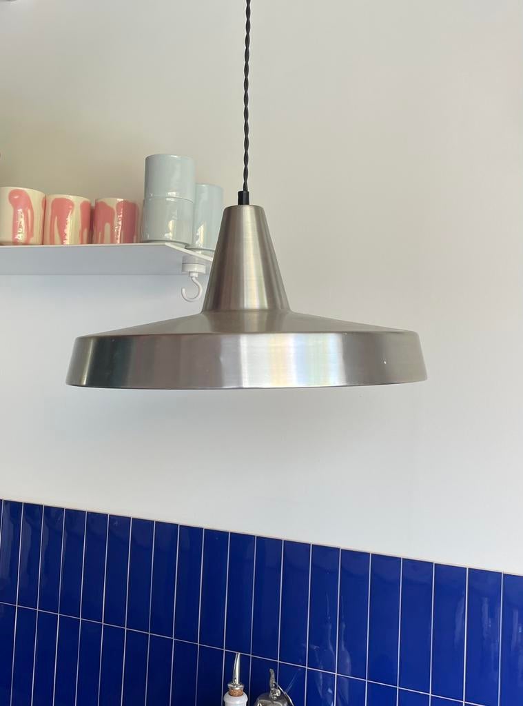 Hanglamp inox vintage geupcycled, Ophalen, Zo goed als nieuw