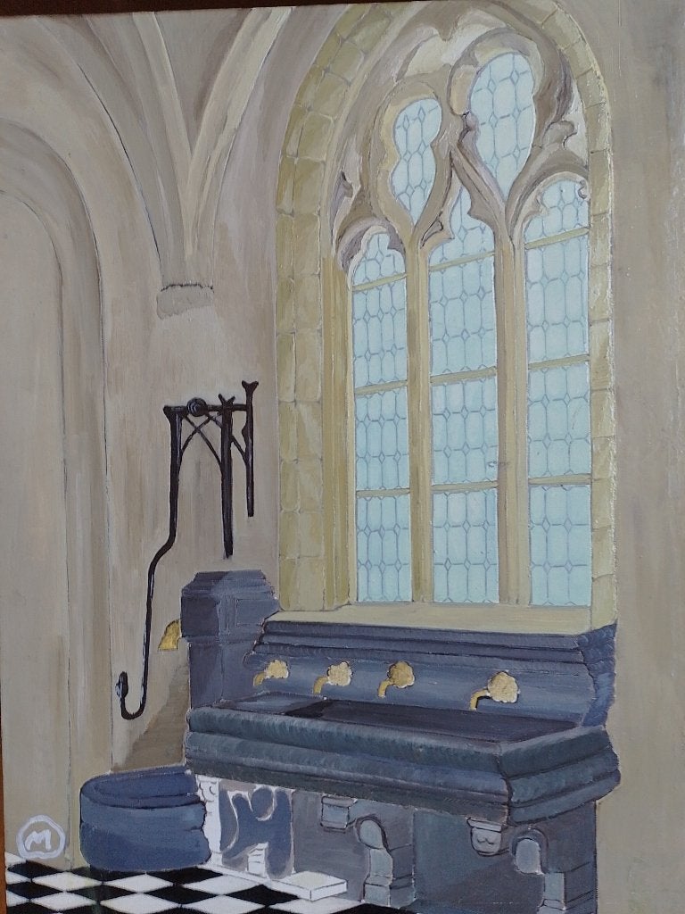 Marc Mendelson  1915 - 2013  Pompbak in kerk, Envoi, Signé