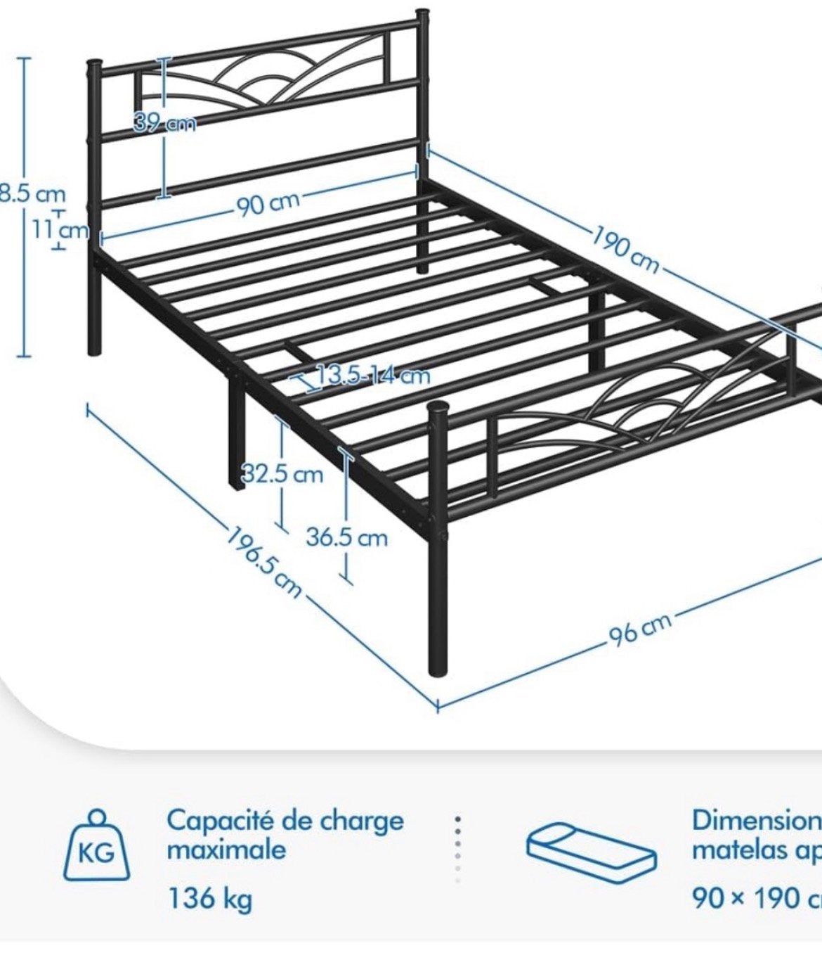 2 Cadres de lit en forme de nuage, Maison & Meubles, Chambre à coucher | Lits superposés & Lits mezzanines, 90 cm, Enlèvement