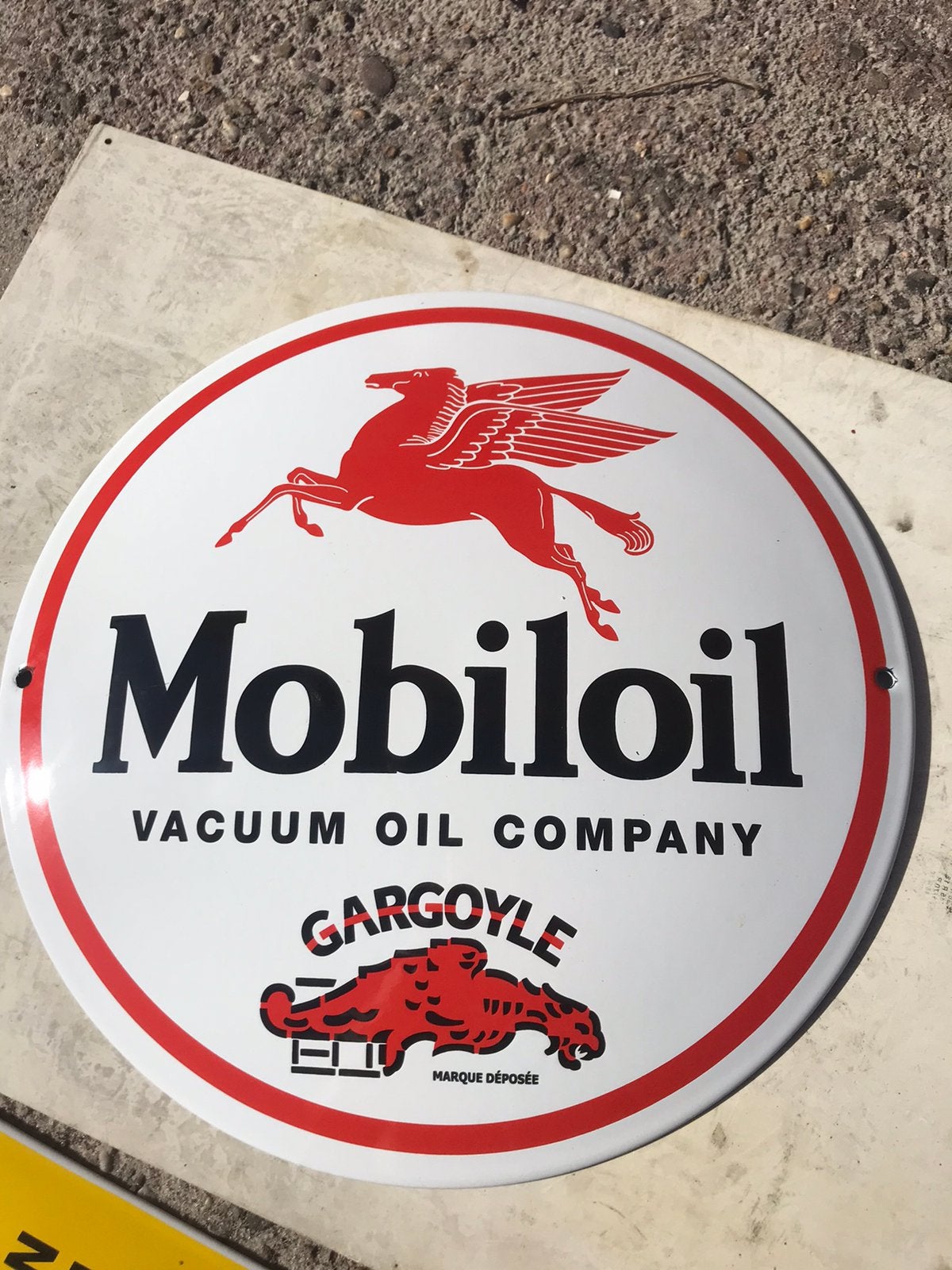Panneau d'affichage émaillé Mobiloil, Enlèvement ou Envoi, Comme neuf, Panneau publicitaire