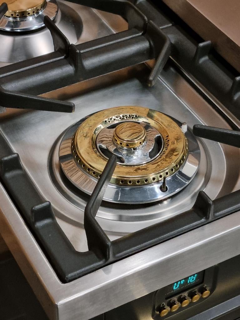 🔥Luxe Boretti Fornuis 90cm antraciet + messing Frytop, Elektronische apparatuur, Fornuizen, Ophalen, 60 cm of meer, Zo goed als nieuw