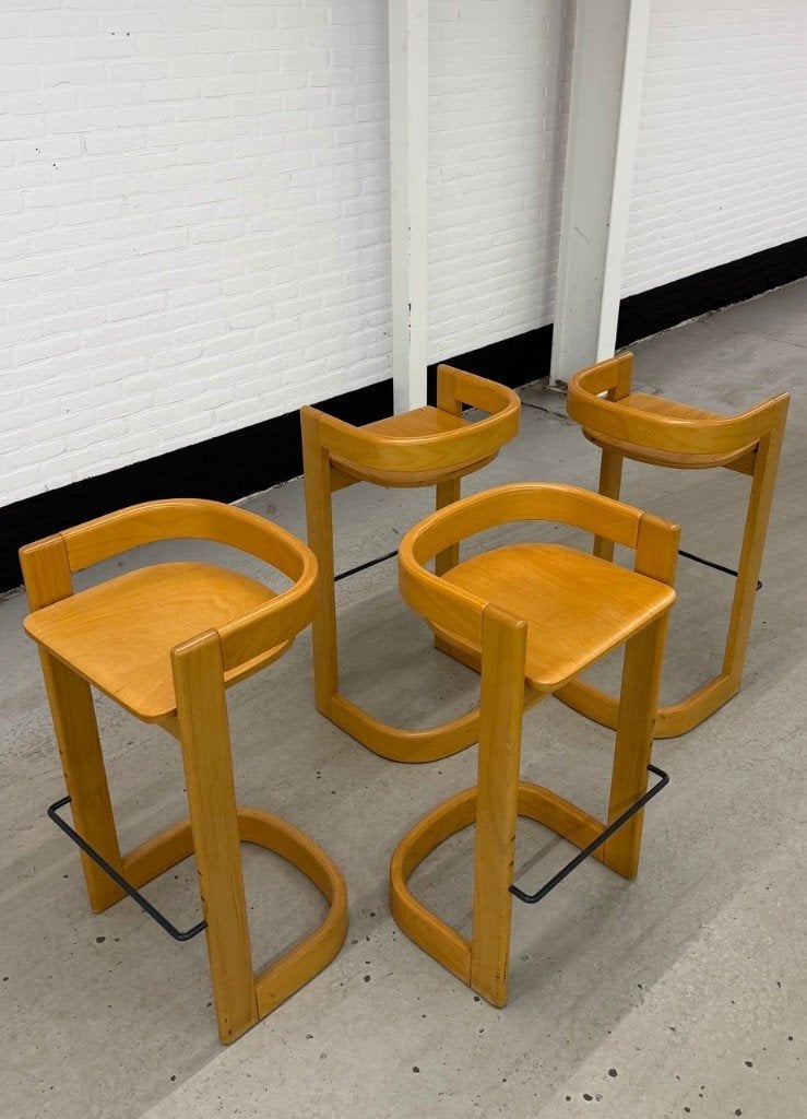 Set van 4 Willy Rizzo stijl barkrukken, Ophalen, Hout