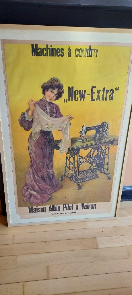mooie oude affiche  "naaimachines New-Extra" uit 1920, Ophalen, Gebruikt, Reclamebord