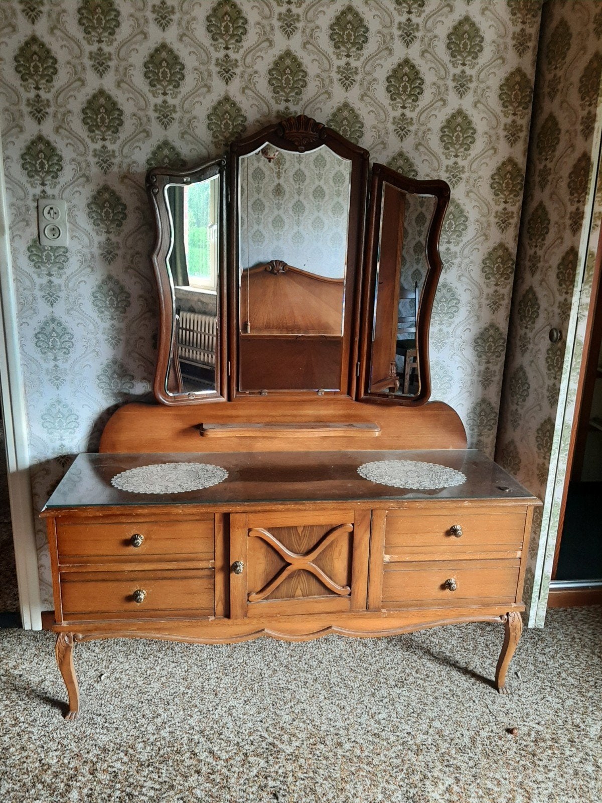 oude spiegelkast/kaptafel, Enlèvement, Utilisé, Bois, Retro, antiek, vintage