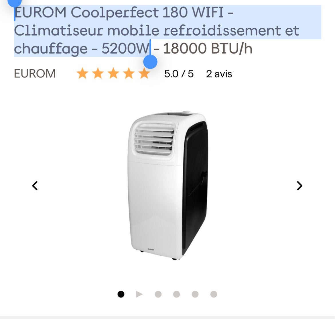 EUROM Coolperfect 180 WIFI - 5200W, Ophalen, Zo goed als nieuw, Verwarmen, Mobiele airco