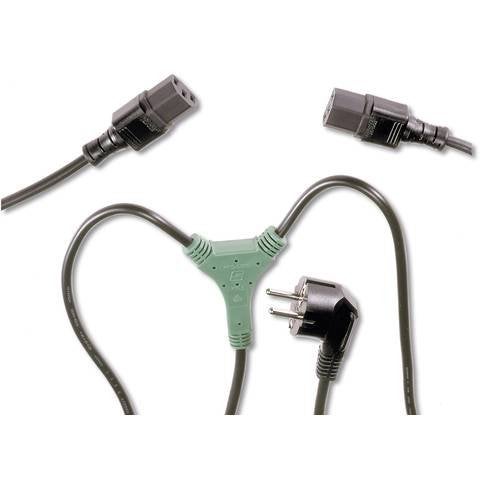 Euro plug naar 2x C13 - Y-splitter stroomkabel 1,7m zwart