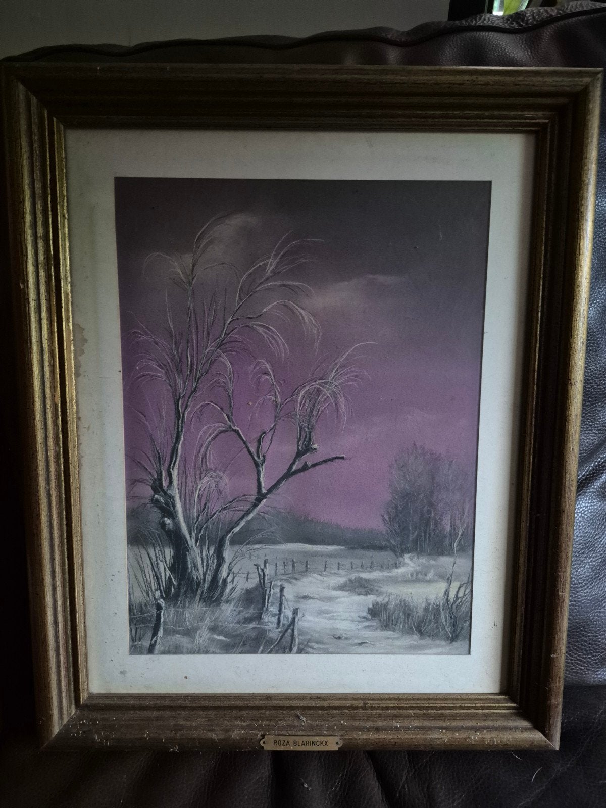 het land van wit en mauve, Antiquités & Art, Enlèvement, Sous verre, Pastel, Paysage
