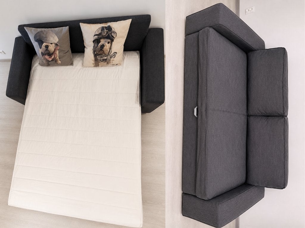 Canapé-lit IKEA convertible avec vrai sommier et rangement, Gris, Comme neuf, Enlèvement, Deux personnes