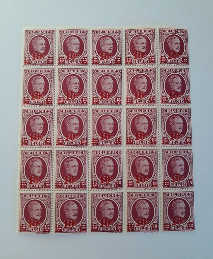 1927 Albert 1 blok 25 zegels OPB246a Houyoux opdruk - MNH, Verzenden, Zonder stempel, Postfris, Postfris