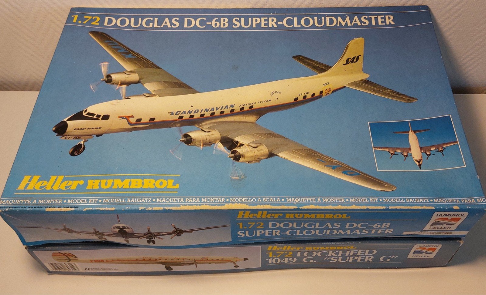 Vintage Heller 1/72 turboprop Airliners 'DC-6' + Connie'., Hobby en Vrije tijd, Ophalen of Verzenden, Heller