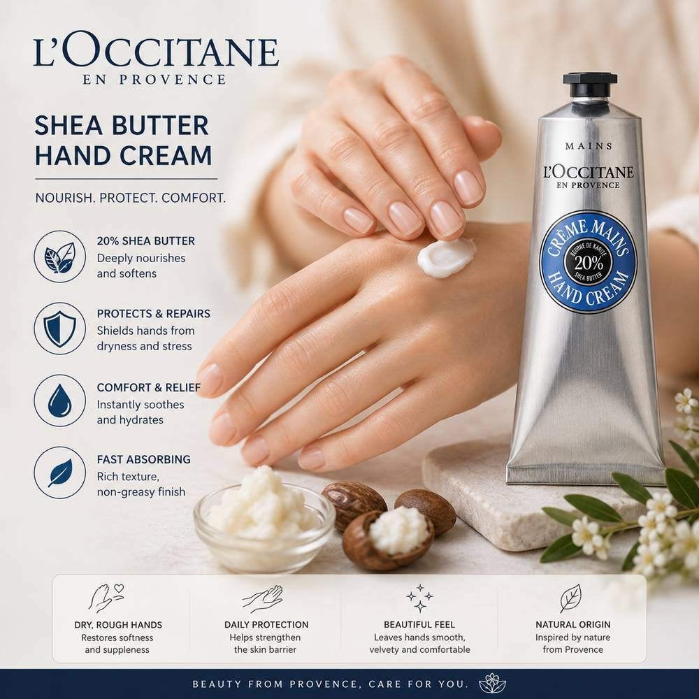 L'Occitane Shea Butter Hand Cream 150 ml op Beyston, Handtassen en Accessoires, Uiterlijk | Lichaamsverzorging, Verzenden, Nieuw