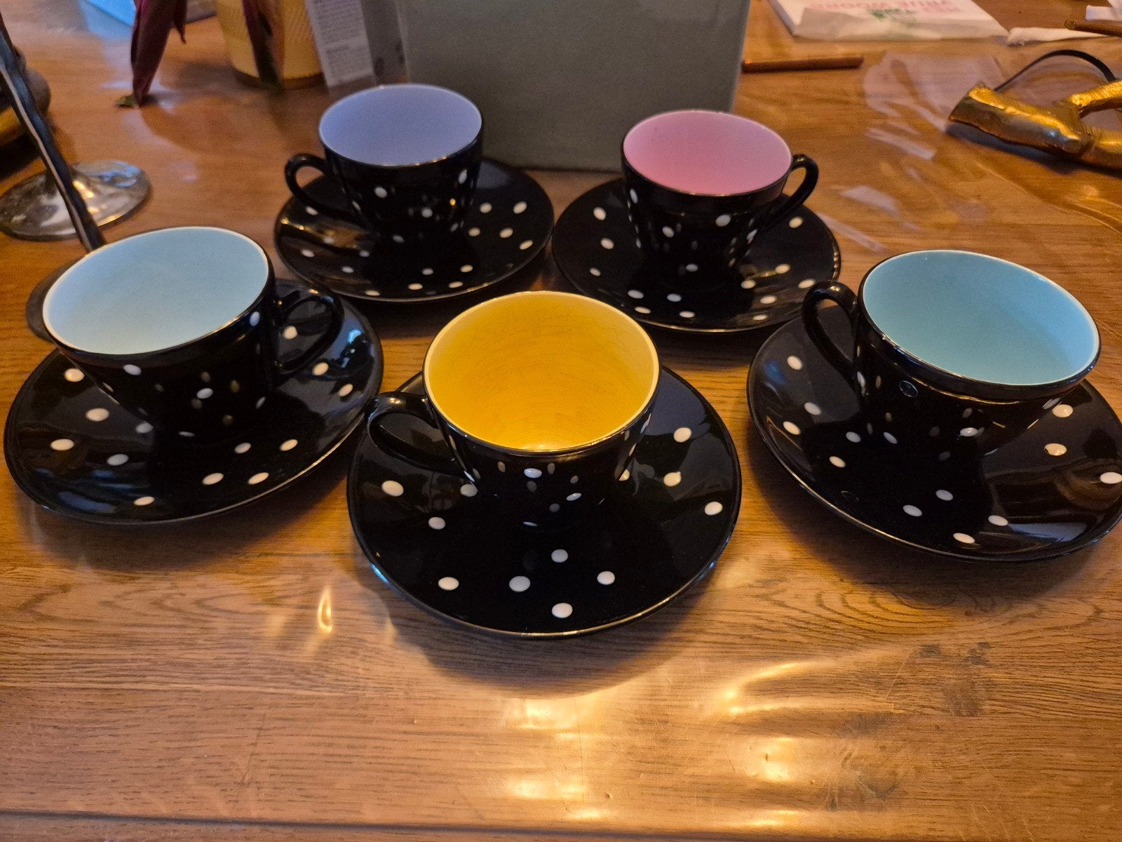 5 Boch Sarma Polka dot koffiesetjes, Ophalen of Verzenden