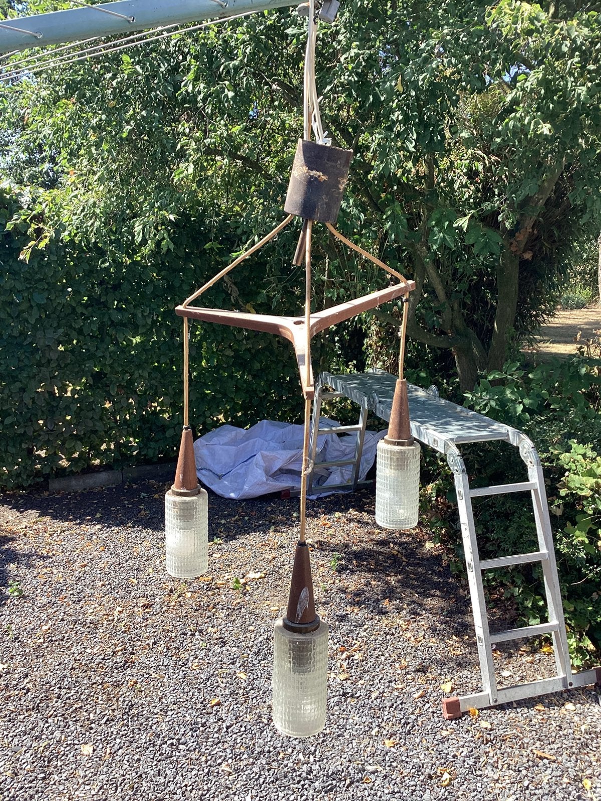 Vintage hanglamp, Enlèvement, Utilisé, Verre