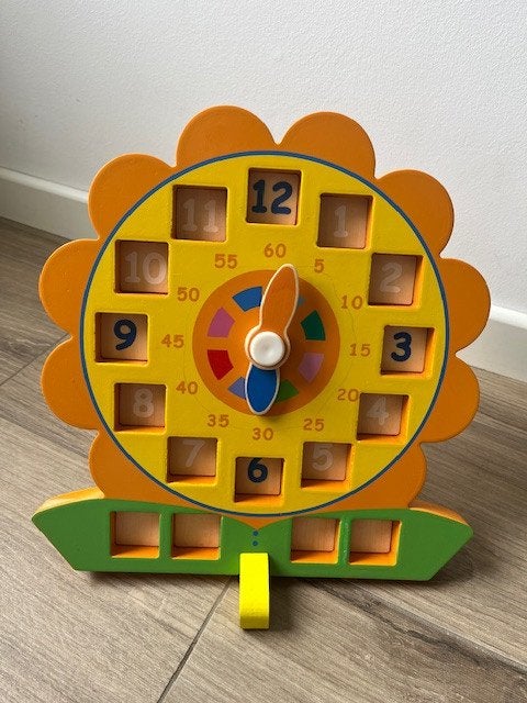 Houten speel- en leerklok voor kinderen, Kinderen en Baby's, Ophalen, Zo goed als nieuw, Taal en Lezen