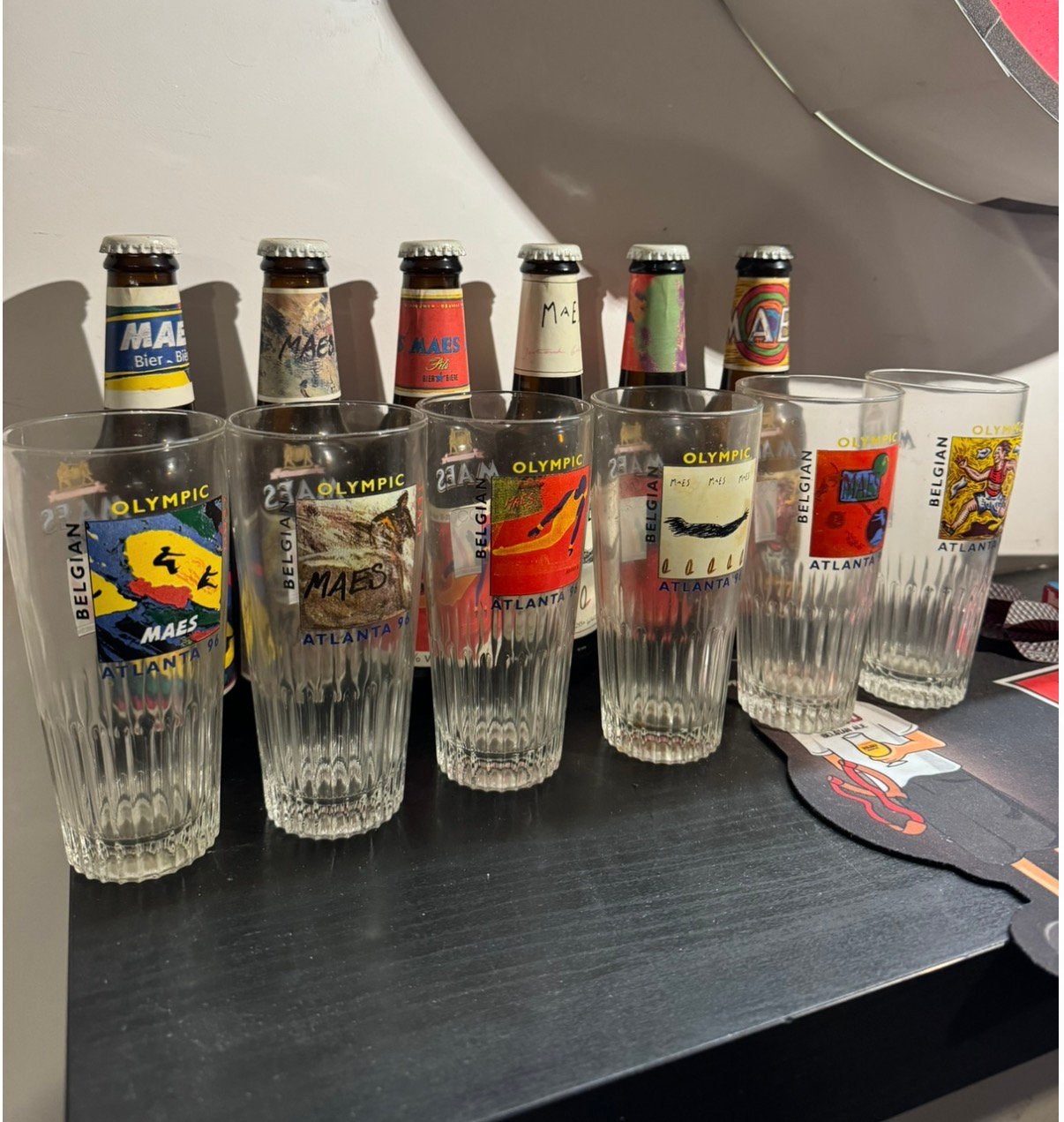 Maes flesjes + glazen 1996 collectorsitem zeldzaam, Ophalen, Zo goed als nieuw, Flesje(s), Overige merken