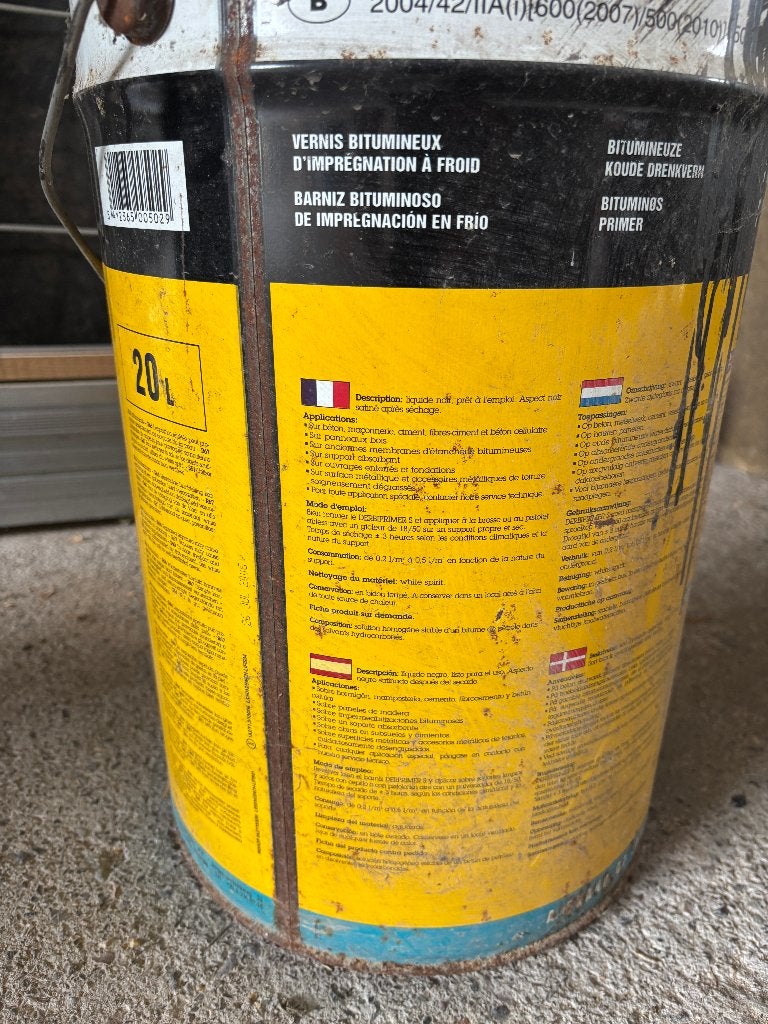 Bidon derbigum liquide primer, 15 m² ou plus, Membrane goudronnée, Comme neuf, Enlèvement