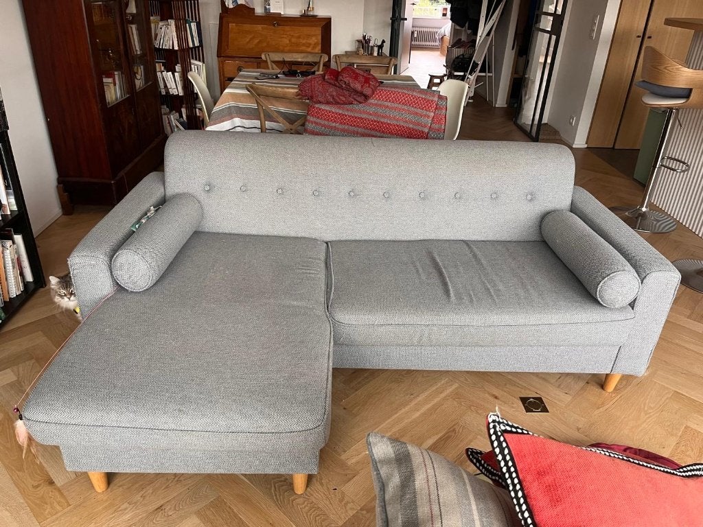 canapé d'angle gris / grey corner sofa, Maison & Meubles, Banc d'angle, 200 à 250 cm, 125 à 150 cm, Contemporain
