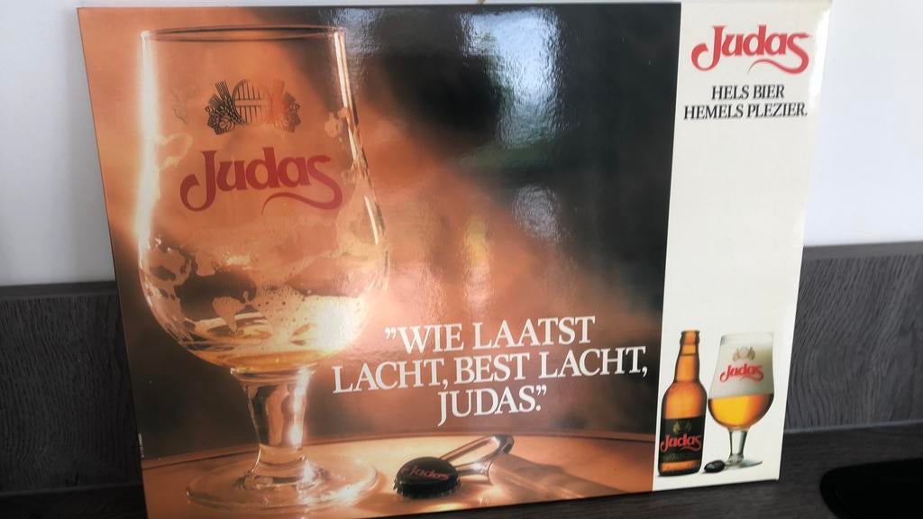 Reclamebord Judas, Verzamelen, Biermerken, Ophalen, Zo goed als nieuw