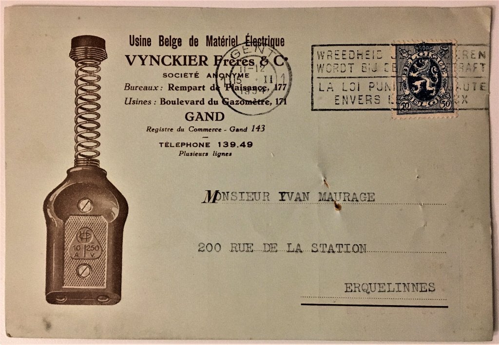 briefkaart Vynckier Gent 1934, Verzamelen, Ophalen of Verzenden