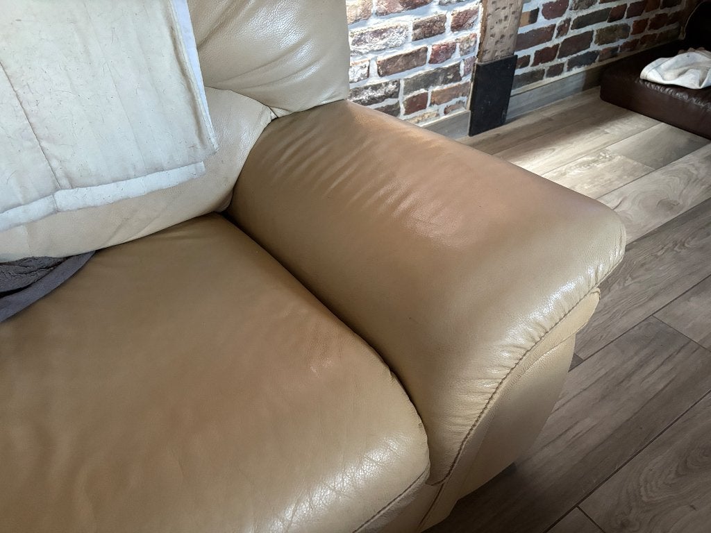 Lederen salon, Huis en Inrichting, Ophalen, Gebruikt, Leer