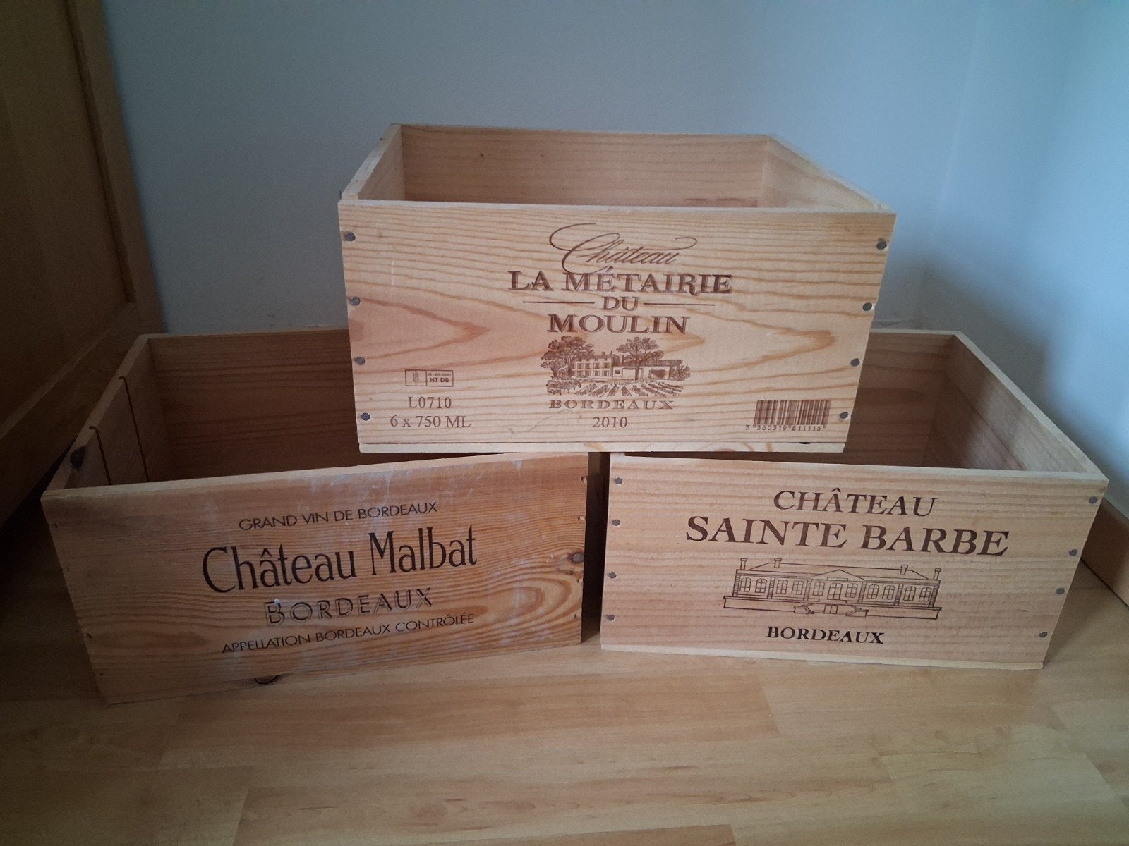 3 caisses à vin en bois 33x27x17, Enlèvement, Utilisé, Moins de 50 cm, 5 – 50