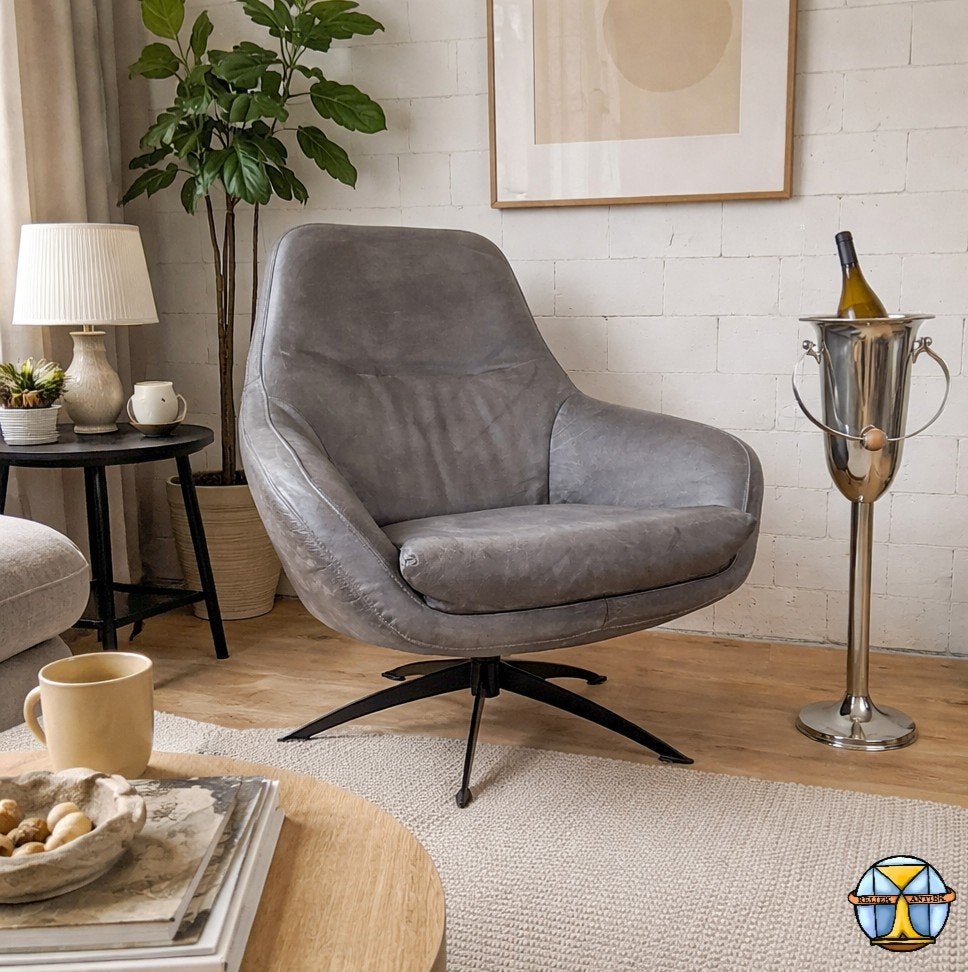 Chaise pivotante en cuir gris Specter de DYYK (presque neuve, Enlèvement ou Envoi