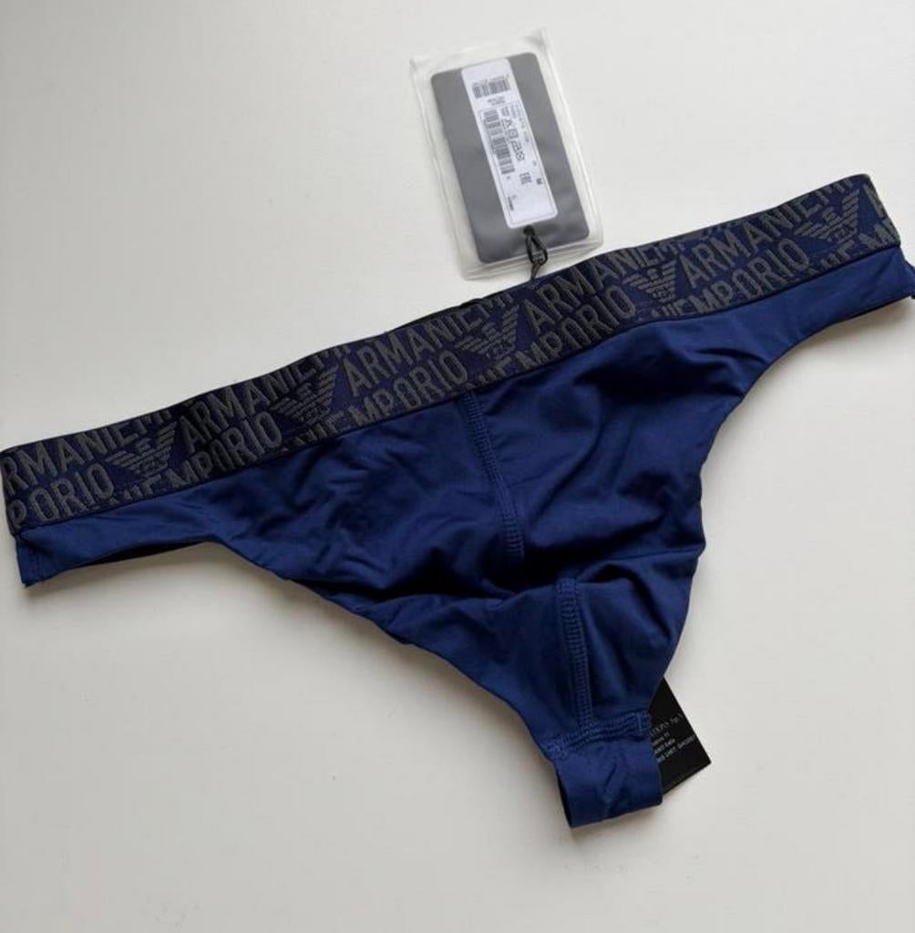 Seamless Microfiber Thong Armani, Verzenden, Blauw, Slip