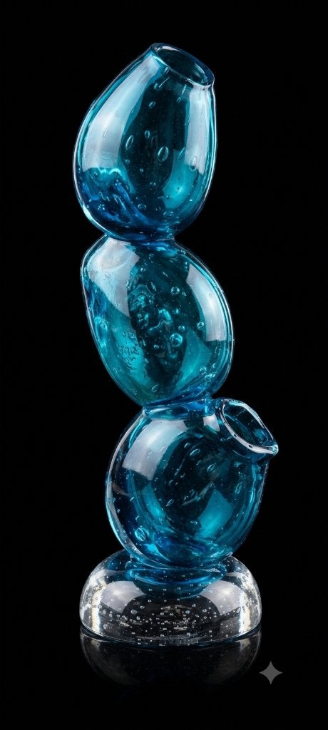 Vase  en verre de Murano style « Bullicante » – Bleu Aqua, Ophalen