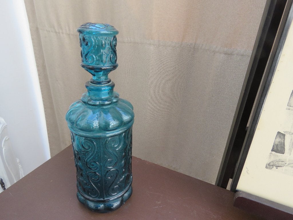 Carafe vintage Empoli Genie Bottle Bleu pétrole, Enlèvement ou Envoi