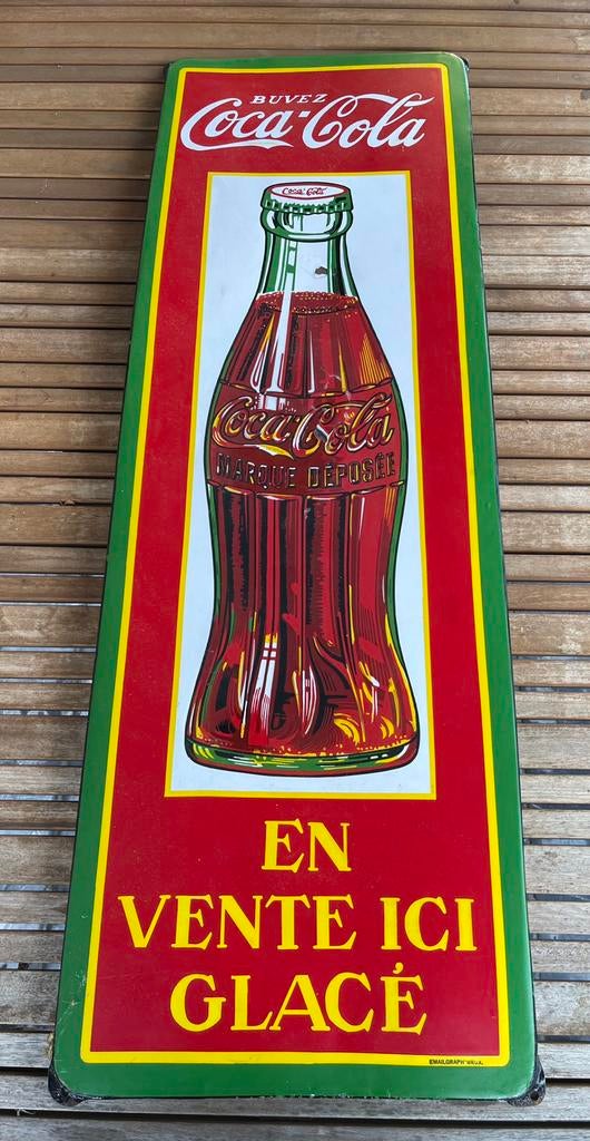 Emaille plaat coca cola, Verzamelen, Ophalen, Gebruikt, Reclamebord