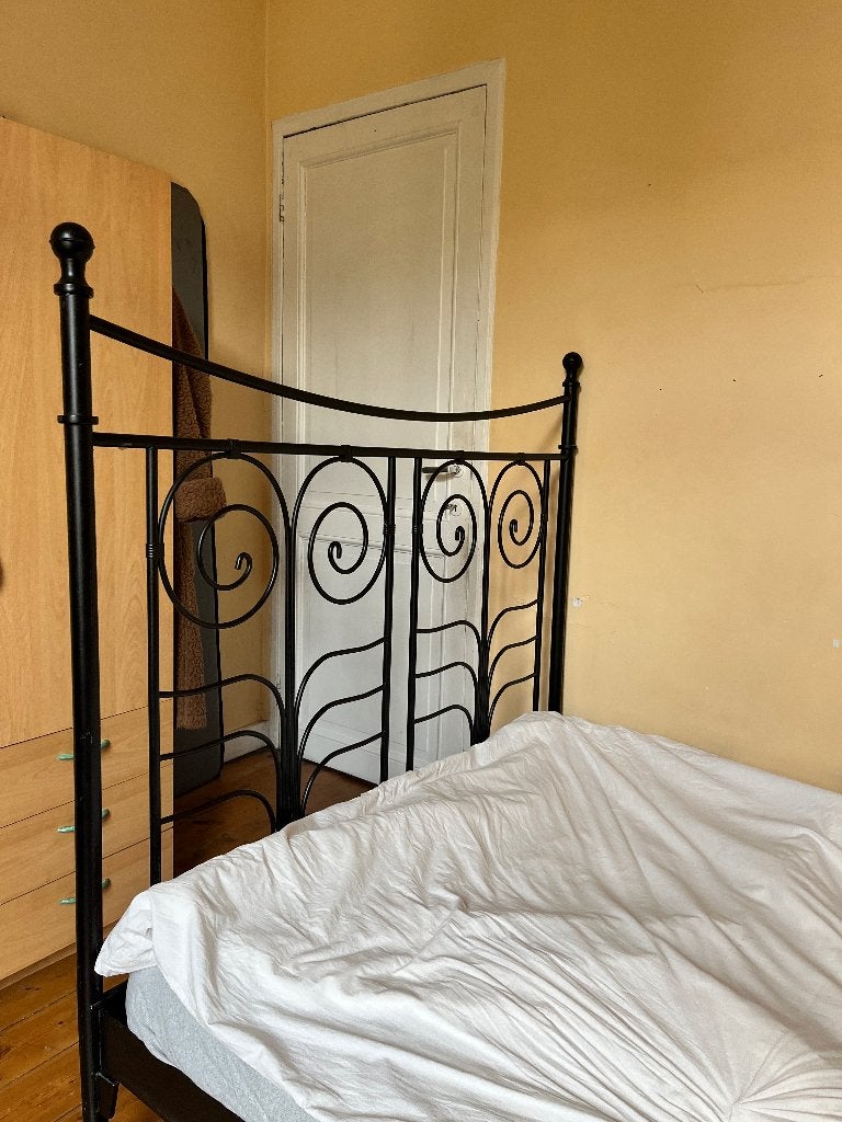 Bedframe ikea noresund 140x200 incl lattenbodem, Ophalen, Gebruikt, Zwart, 140 cm