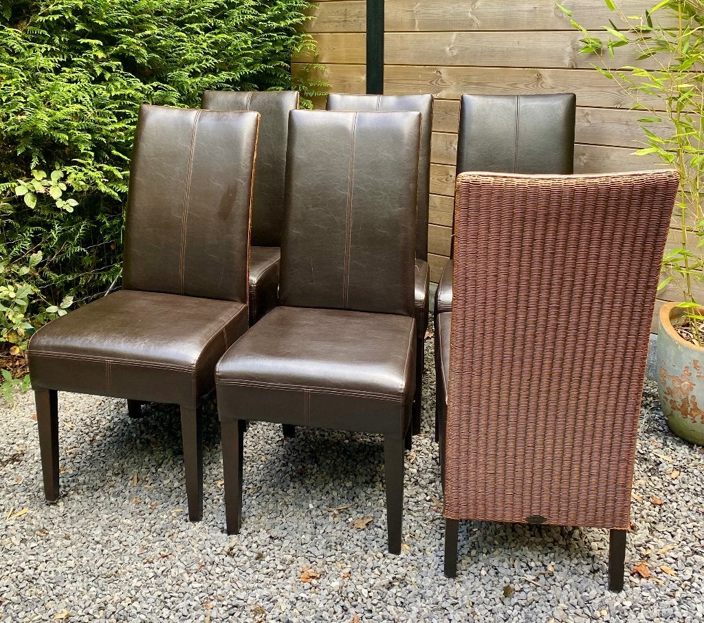 Chaises cuir, Bois, Enlèvement ou Envoi, Comme neuf, Brun
