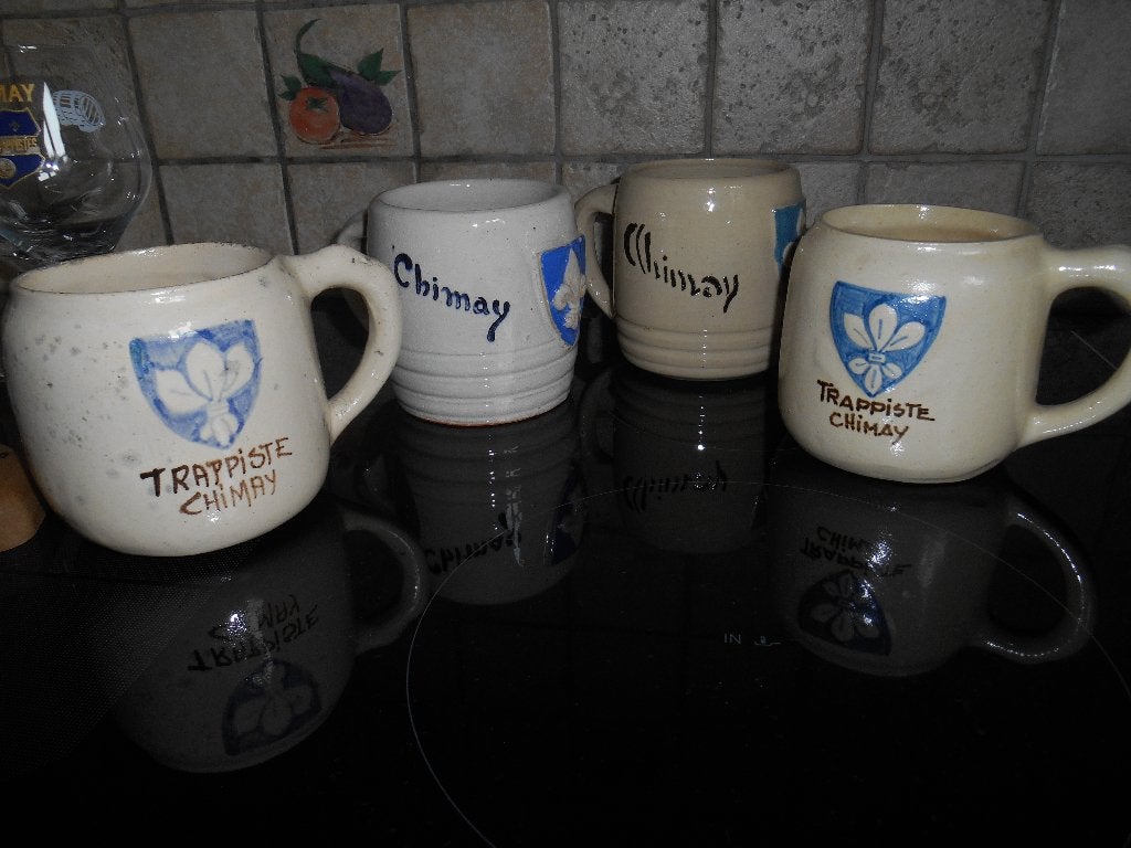 4 oude bierpullen Chimay Trappist, Verzamelen, Biermerken, Ophalen of Verzenden