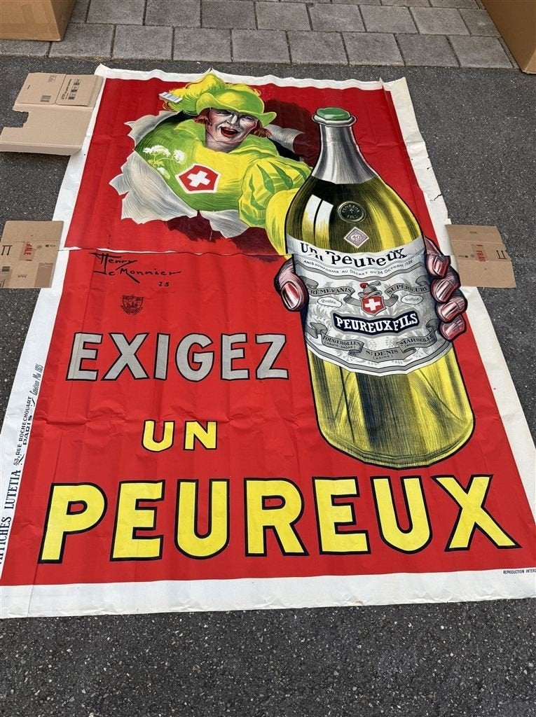 Un Peureux - grote oude Franse Reclameposter uit 1925, Ophalen of Verzenden, Gebruikt