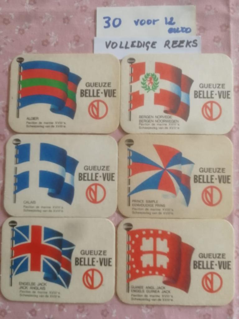 Volledige reeks bierviltjes Gueuze Belle-Vue vlaggen - €12, Verzamelen, Biermerken, Ophalen of Verzenden, Viltje(s)