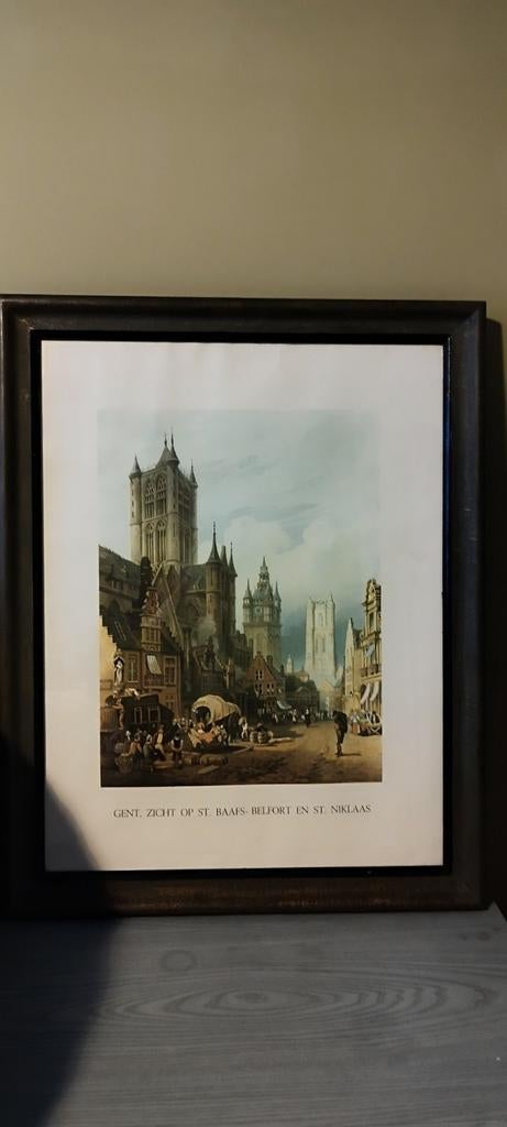 Oude gravure Gent ets 50€, Antiek en Kunst, Ophalen