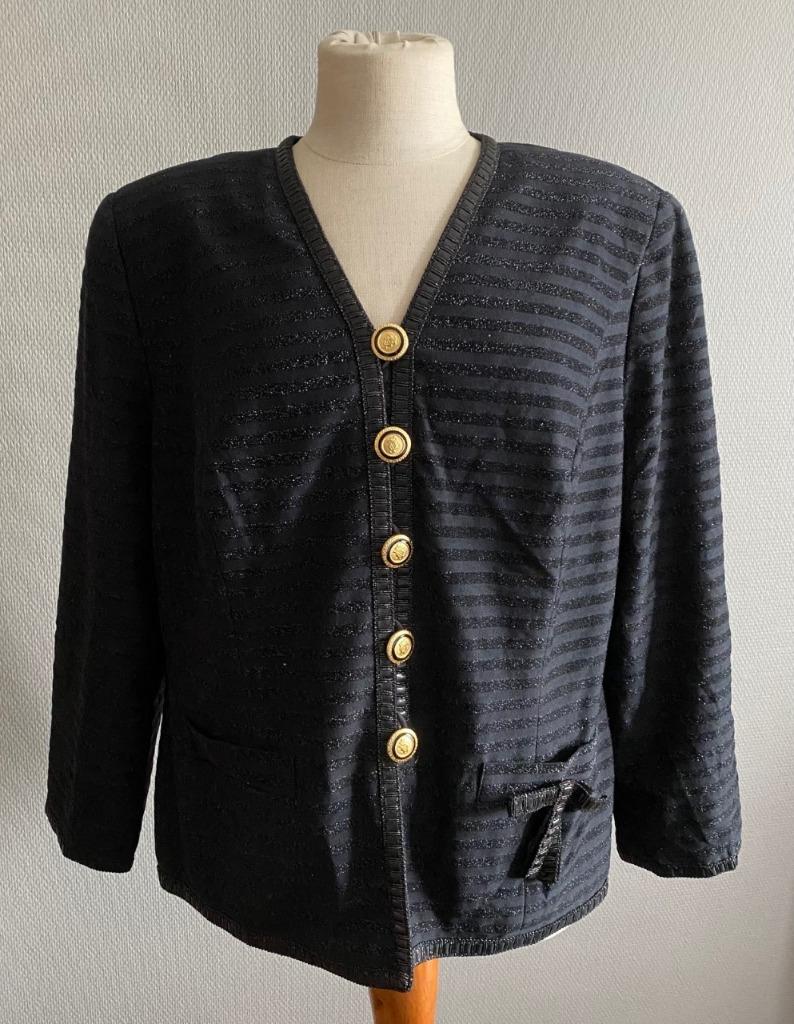 Zwarte vintage blazer Sautter maat 46, Verzenden, Zwart, Maat 46/48 (XL) of groter, Zo goed als nieuw