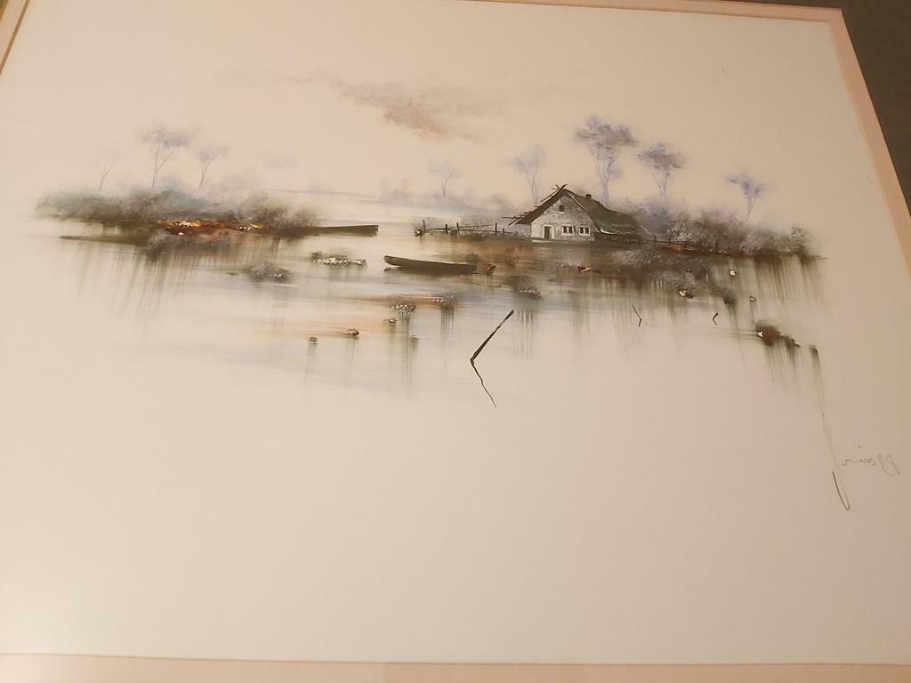 Stijlvol kunstwerk tekening schilderij in kader GETEKEND, Ophalen