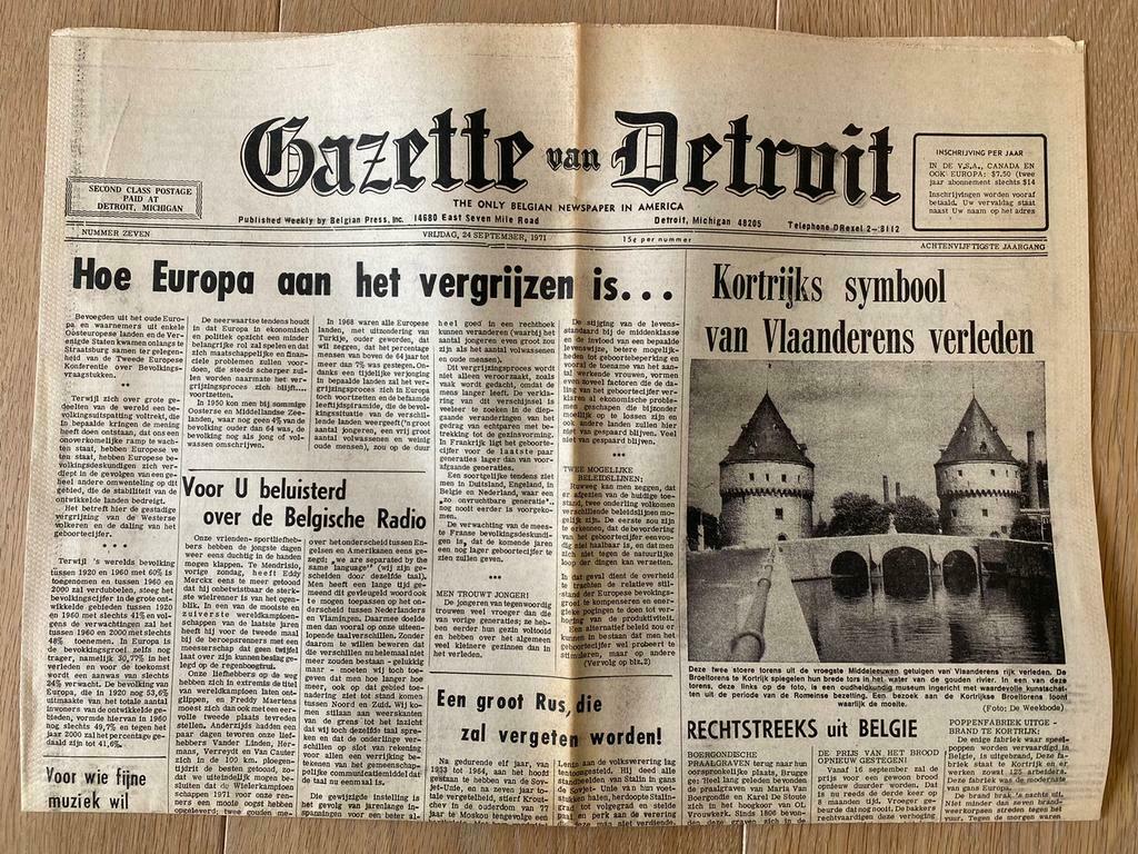 Gazette van Detroit van 24 september 1971, Collections, Enlèvement ou Envoi, Journal