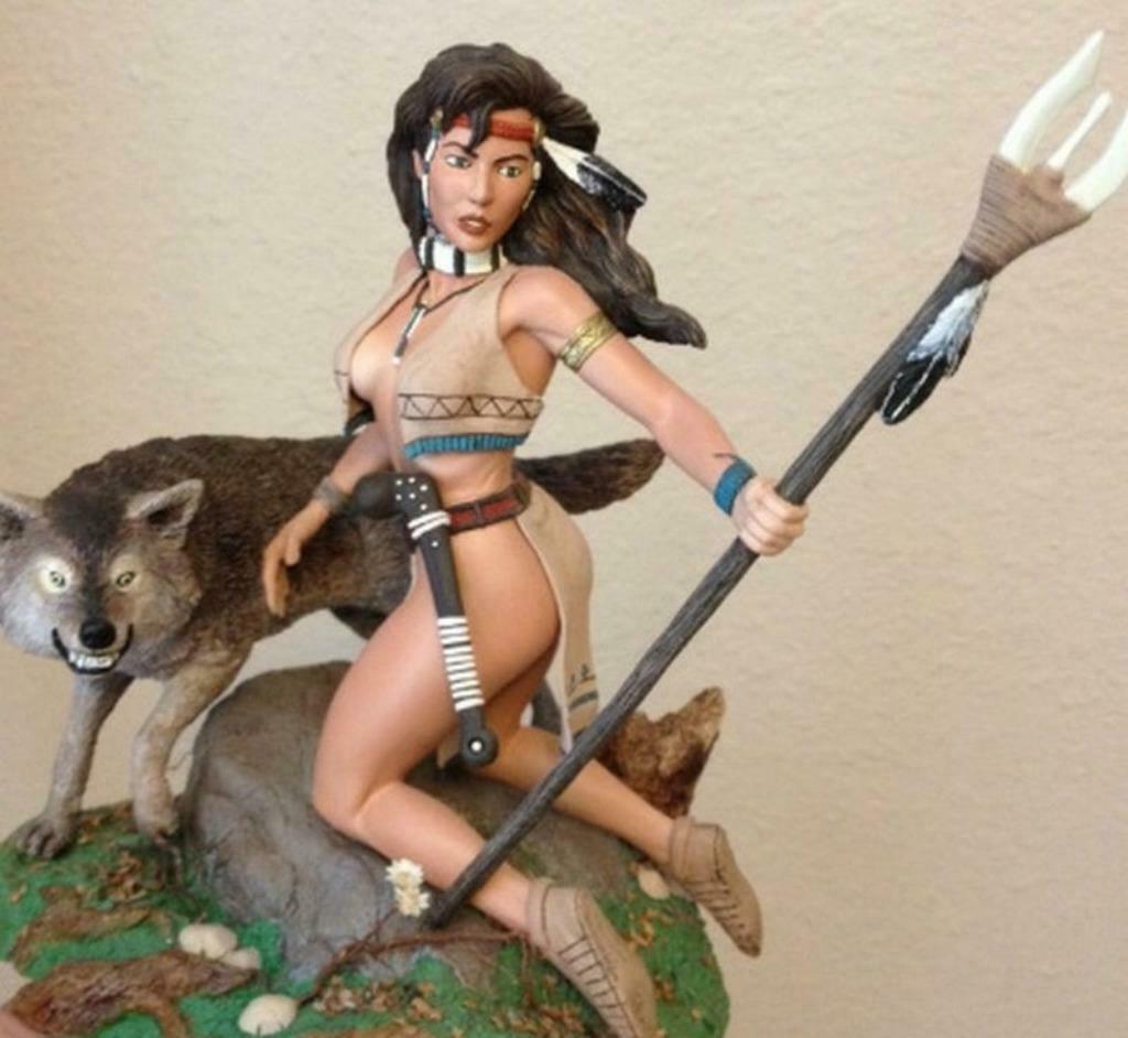 Indiase vrouw met haar wolf RESIN KIT 1/8 SCHAAL, Ophalen of Verzenden, Nieuw, Groter dan 1:35, Figuur of Figuren