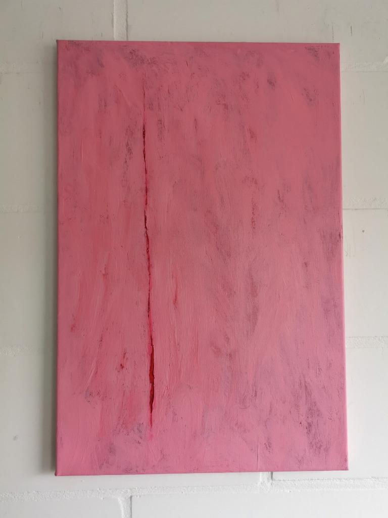 Damaged pink - acryl op doek, Antiek en Kunst, Ophalen